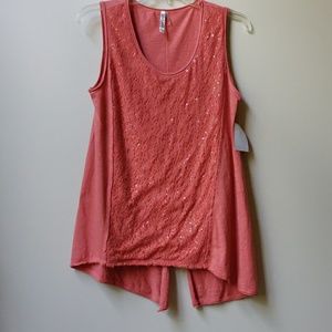 New MONORENO Lace Sequin Sleeveless Top M